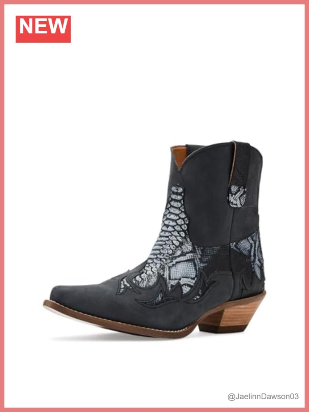 Dingo Cobra Kiss Leather Ankle Boots Snip Toe Block Heel Pull-On